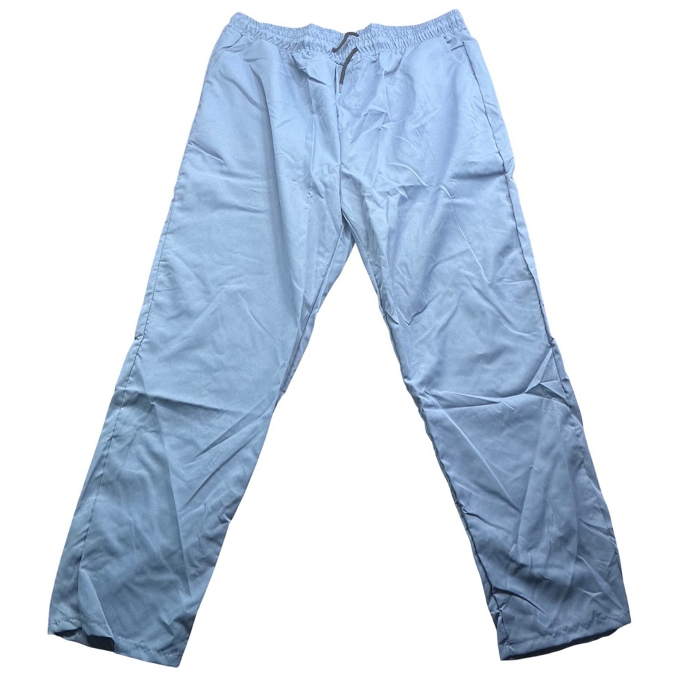 Womens Blue Drawstring Elastic Waist Scrub Pants Medical Uniform W/ Pockets SZ M